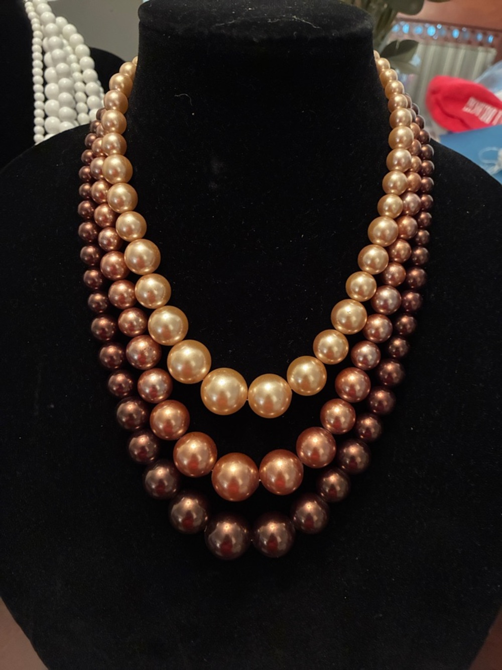 Multi-Strand Brown and Gold Pearl Necklace - Women Jewelry